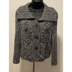 Express Womens Size Large Sweater Button Down Thick Short Gray